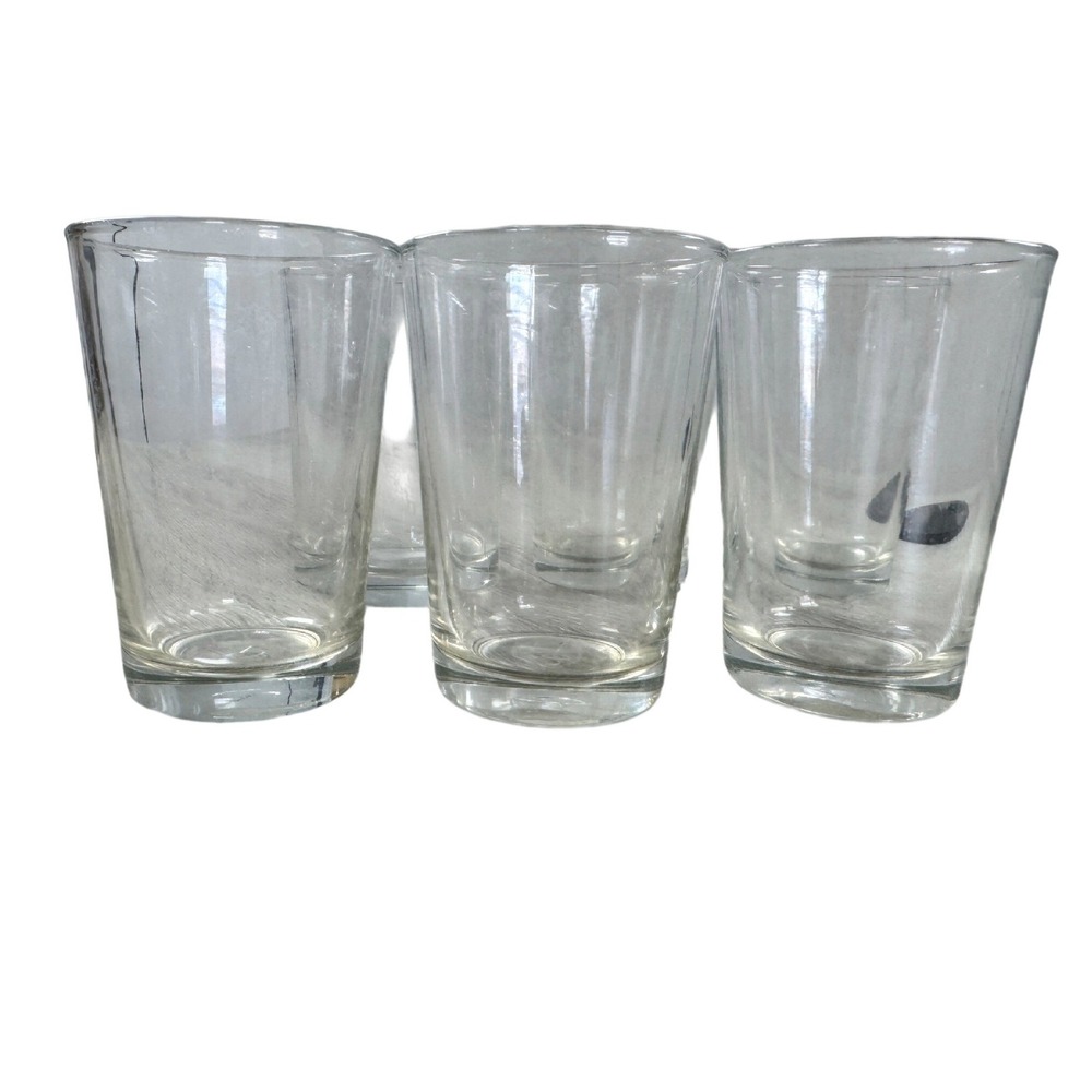 Set of 6 Clear Glass Tumblers 4.5 Inch Tapered Drinking Glasses Weighted Base